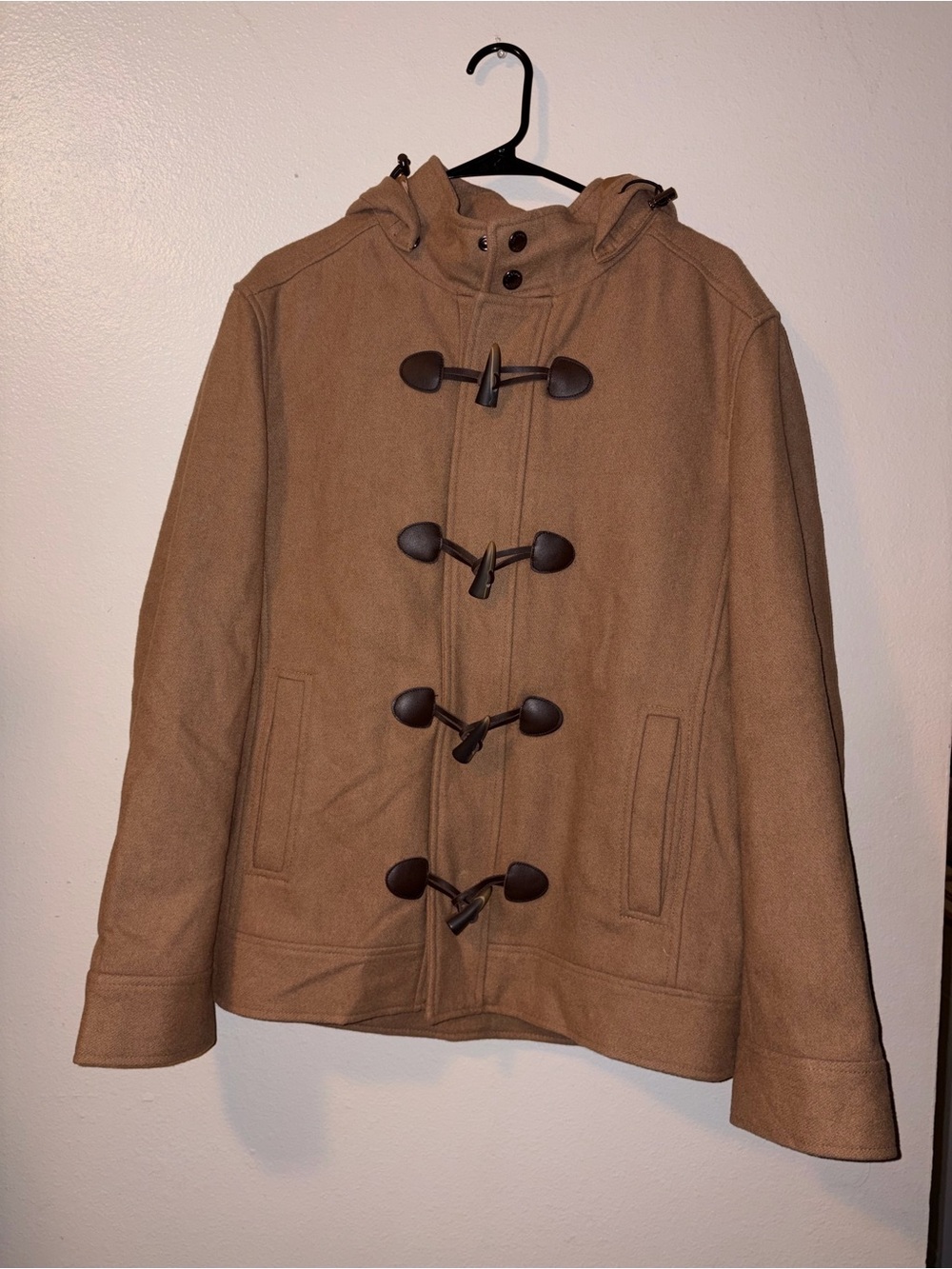 Claiborne Men's Hooded Toggle Pea Coat in Camel